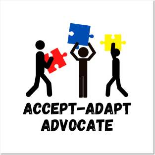 Accept Adapt Advocate-Autism Awareness Posters and Art